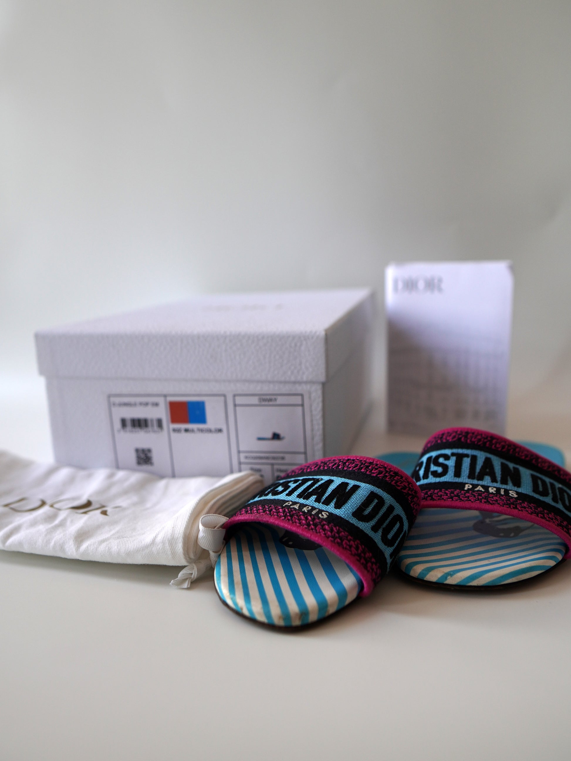 Dior Canvas D-Jungle Pop Embroidered Dway Flats 36