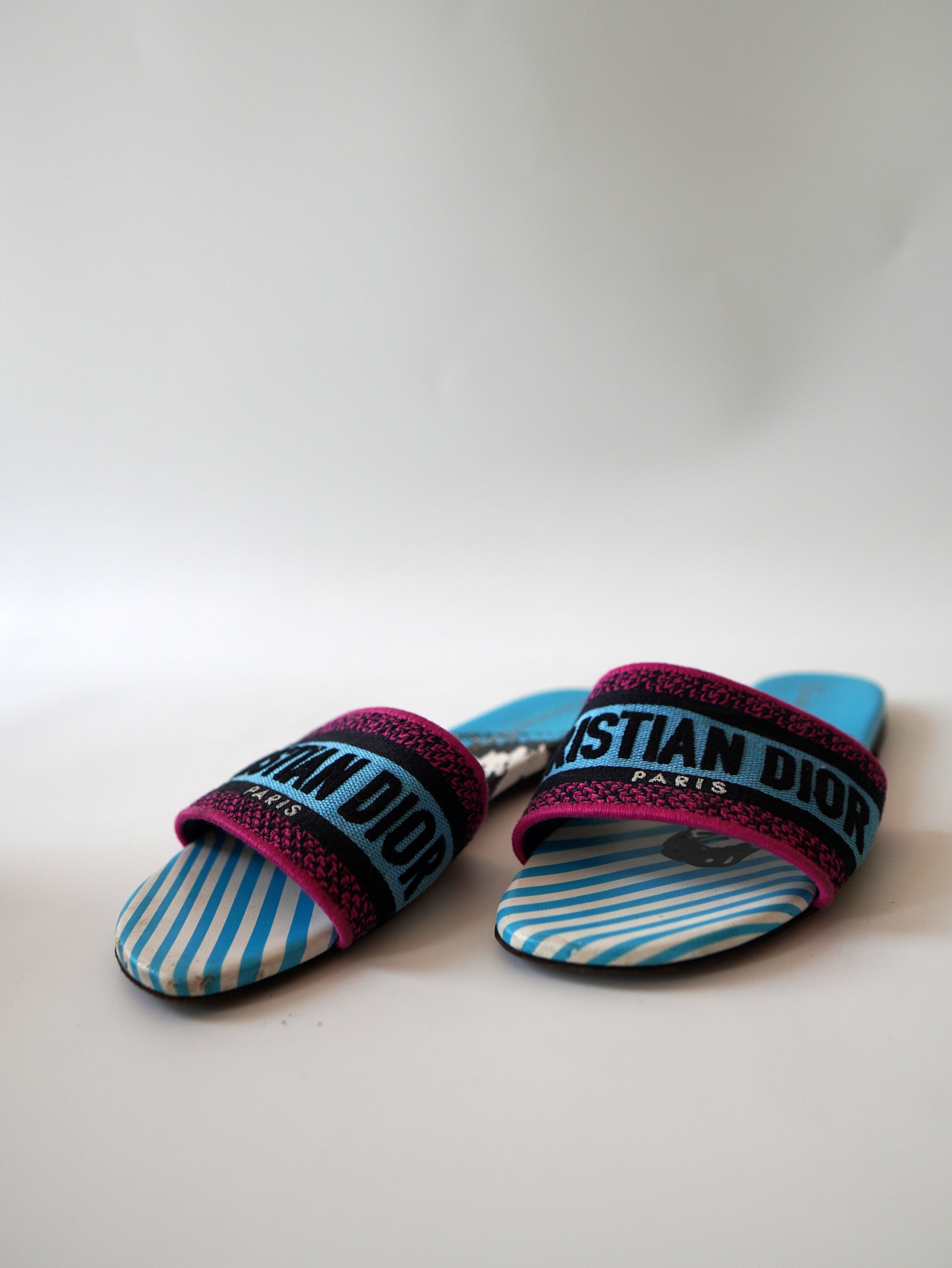 Dior Canvas D-Jungle Pop Embroidered Dway Flats 36