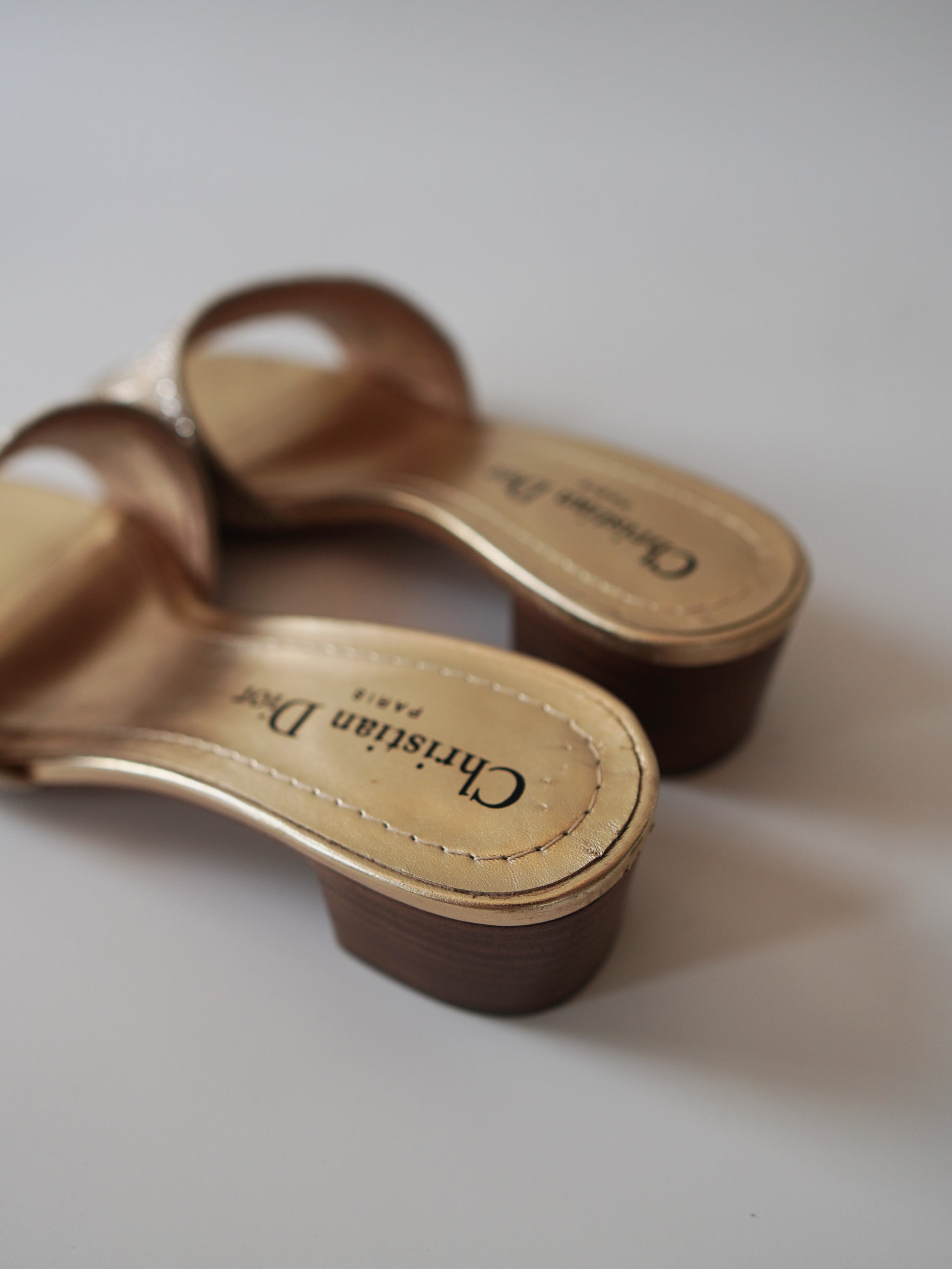 Dior Dway Cotton Strass Embroidered Slide Sandals 36