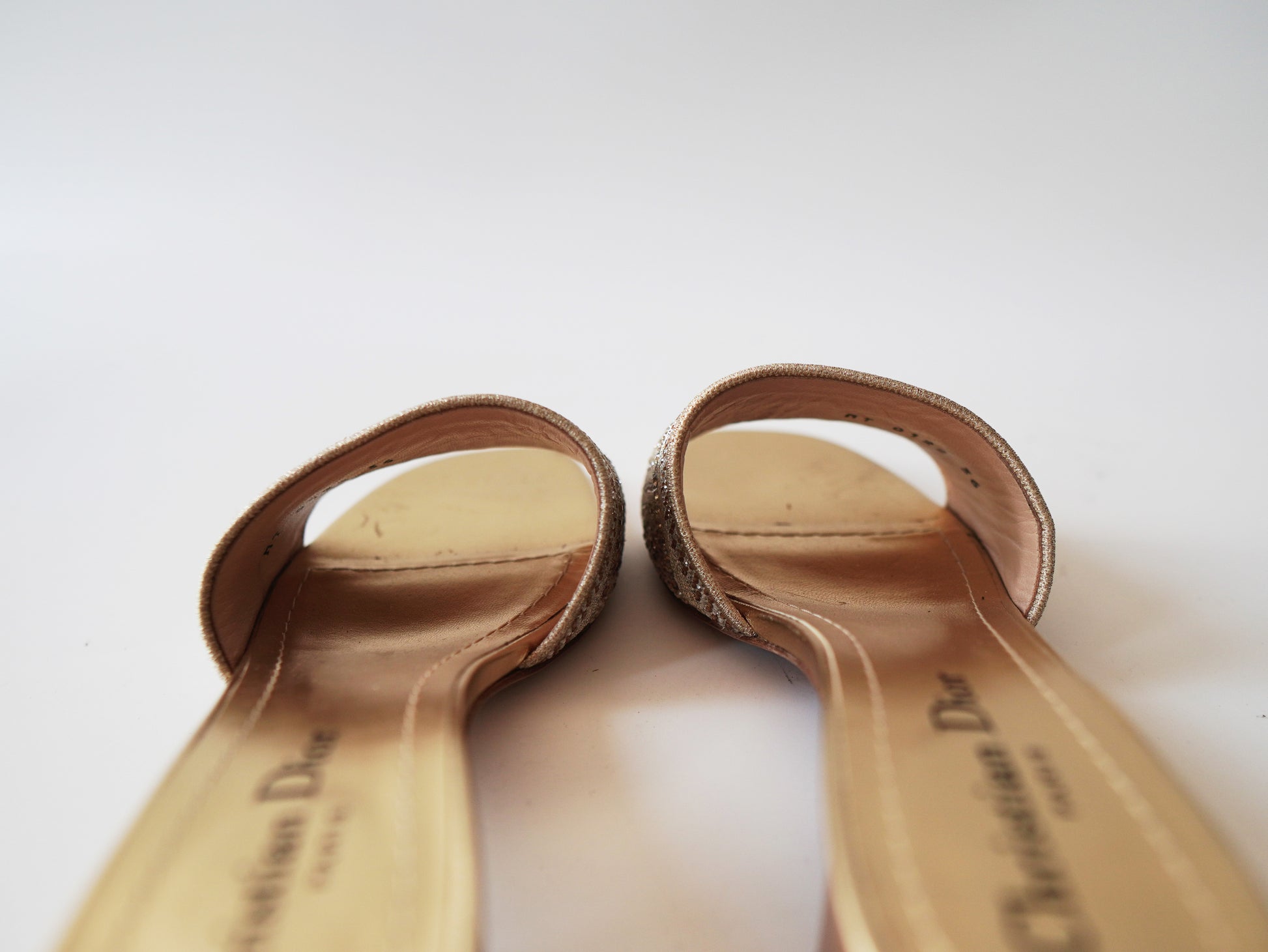 Dior Dway Cotton Strass Embroidered Slide Sandals 36