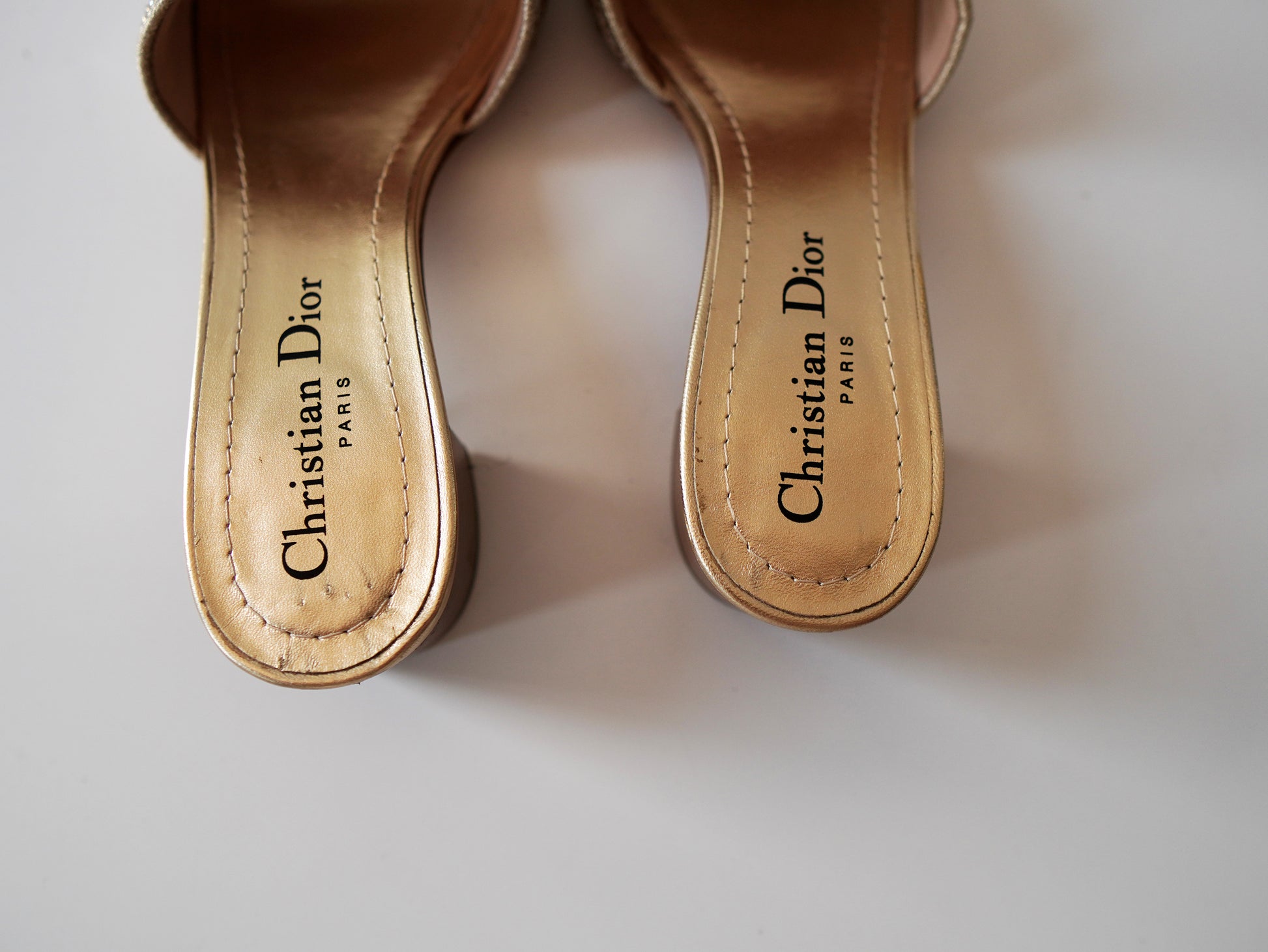 Dior Dway Cotton Strass Embroidered Slide Sandals 36