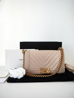 Chanel Boy Chevron Caviar Old Medium
