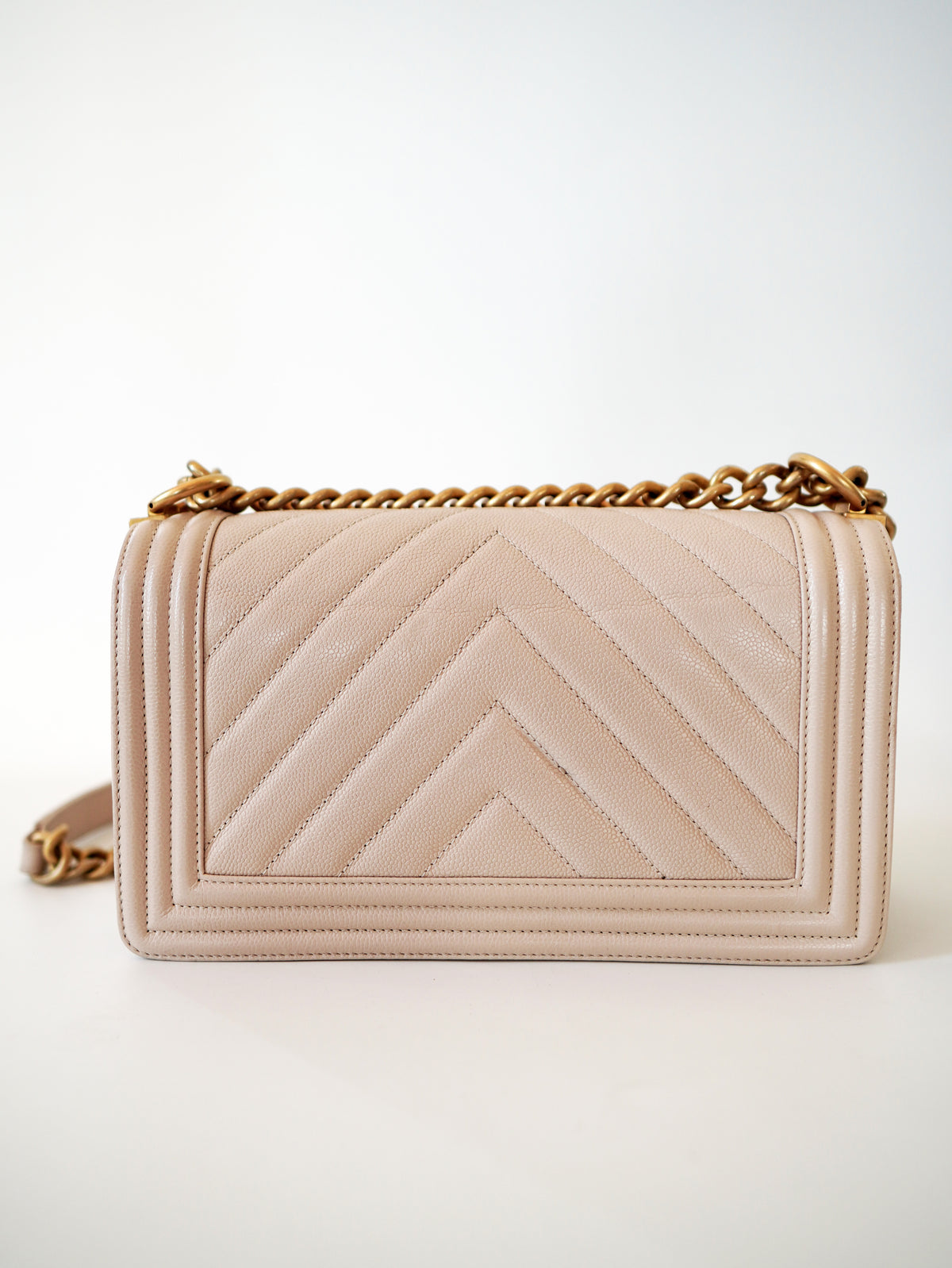 Chanel Boy Chevron Caviar Old Medium