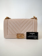 Chanel Boy Chevron Caviar Old Medium