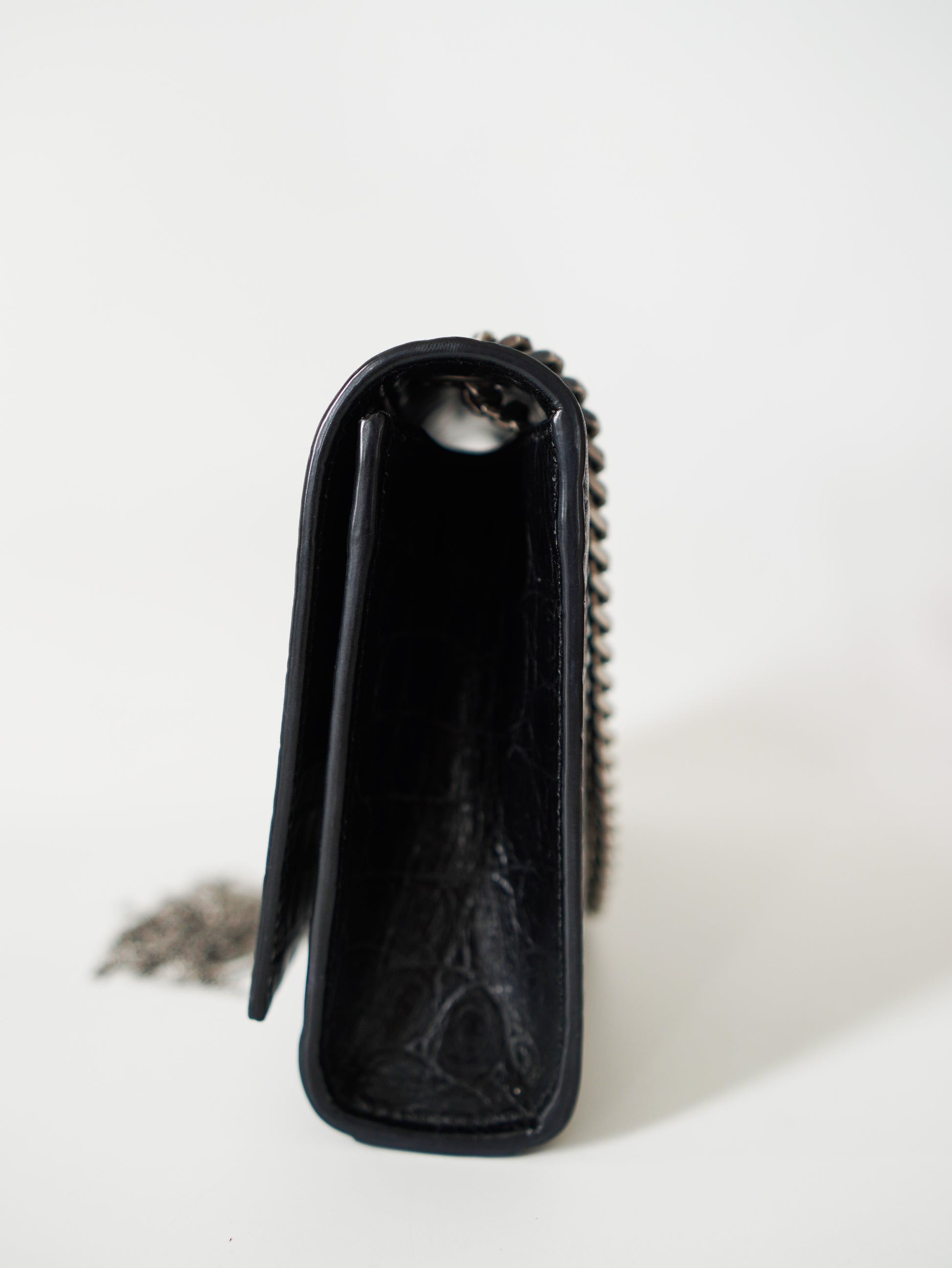 Saint Laurent Kate Croc Embossed Tassel