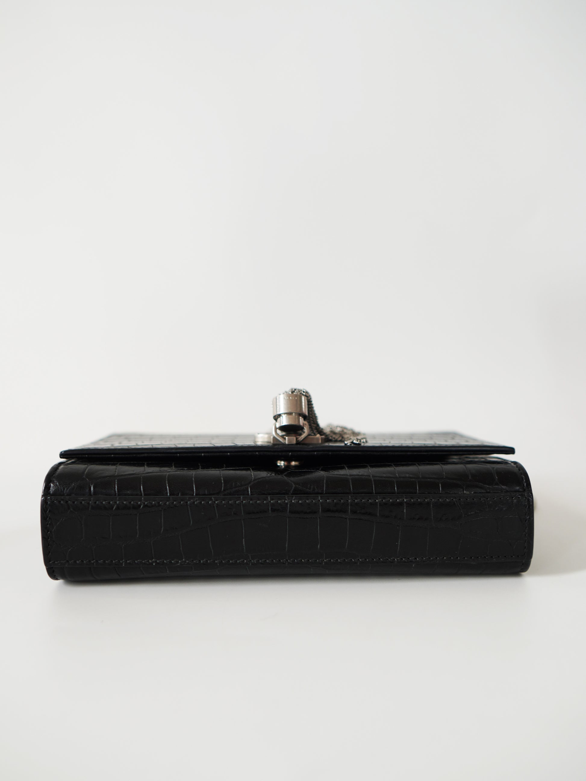 Saint Laurent Kate Croc Embossed Tassel