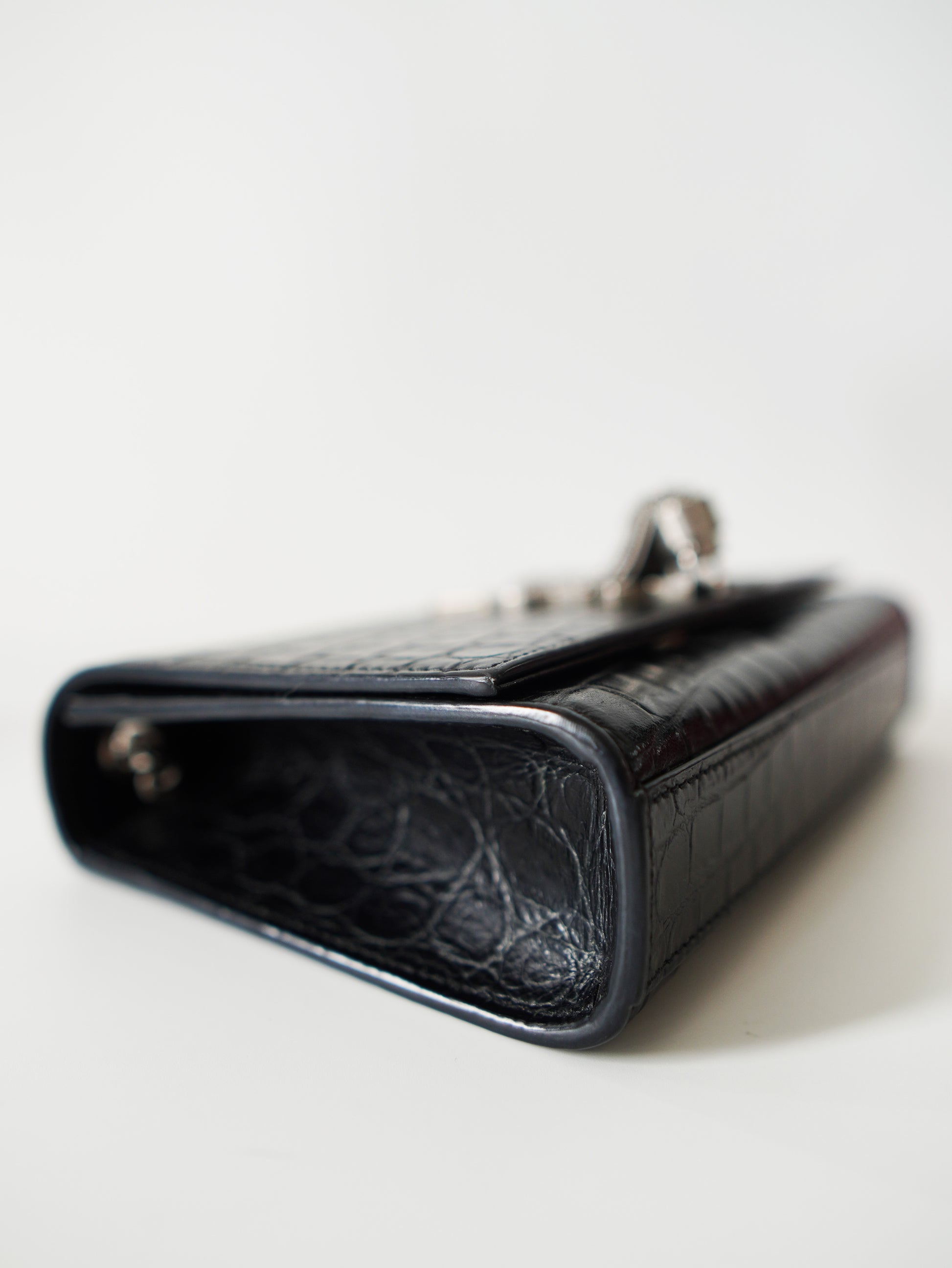 Saint Laurent Kate Croc Embossed Tassel