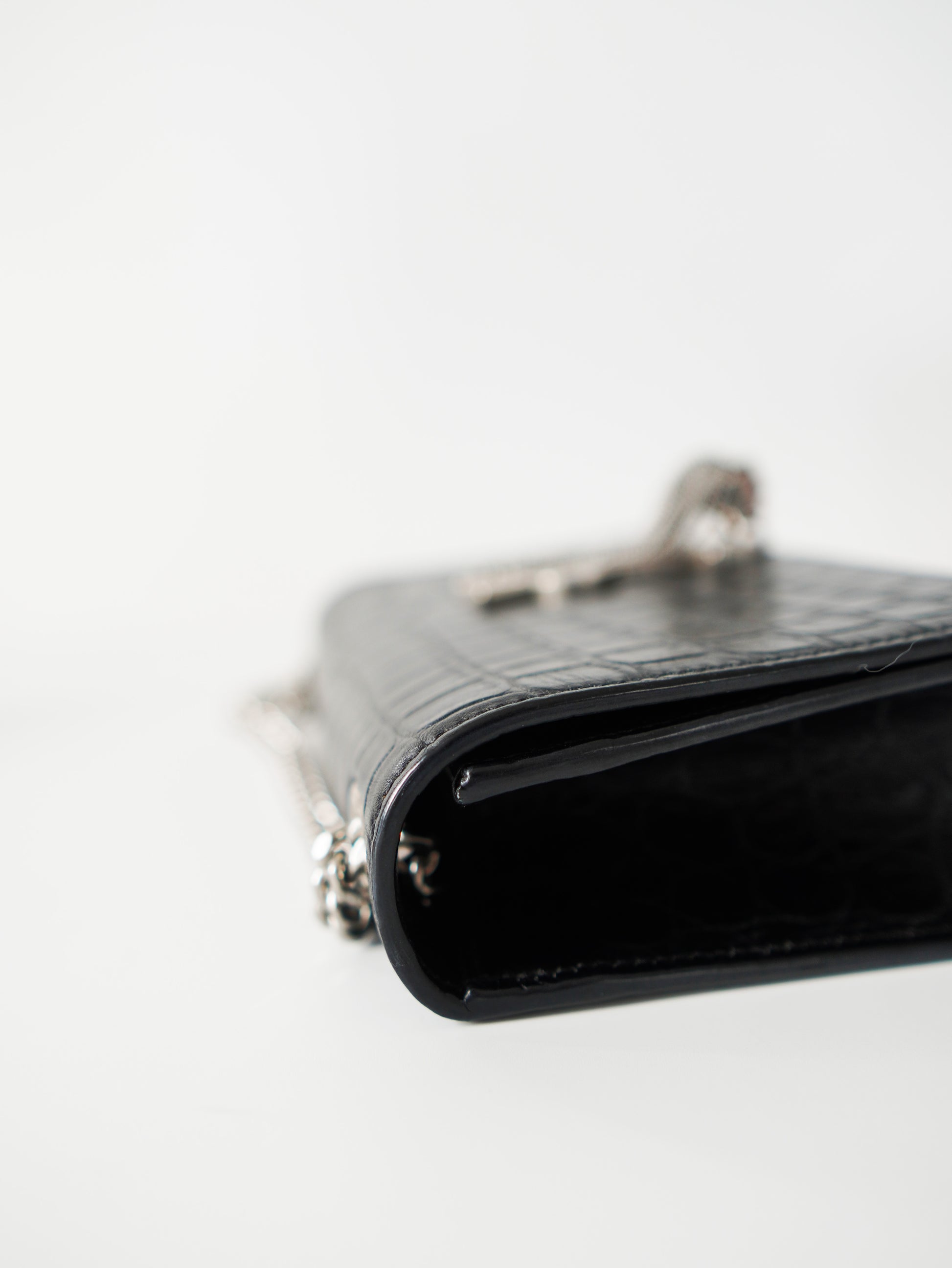 Saint Laurent Kate Croc Embossed Tassel