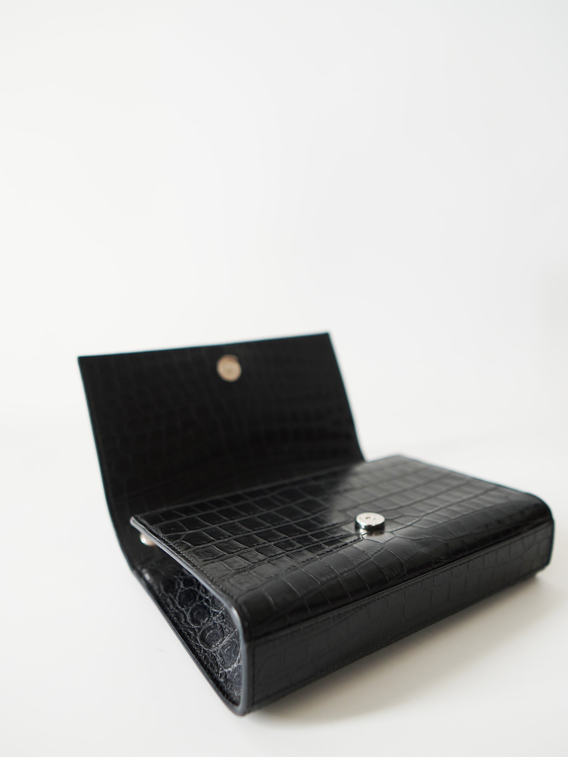 Saint Laurent Kate Croc Embossed Tassel