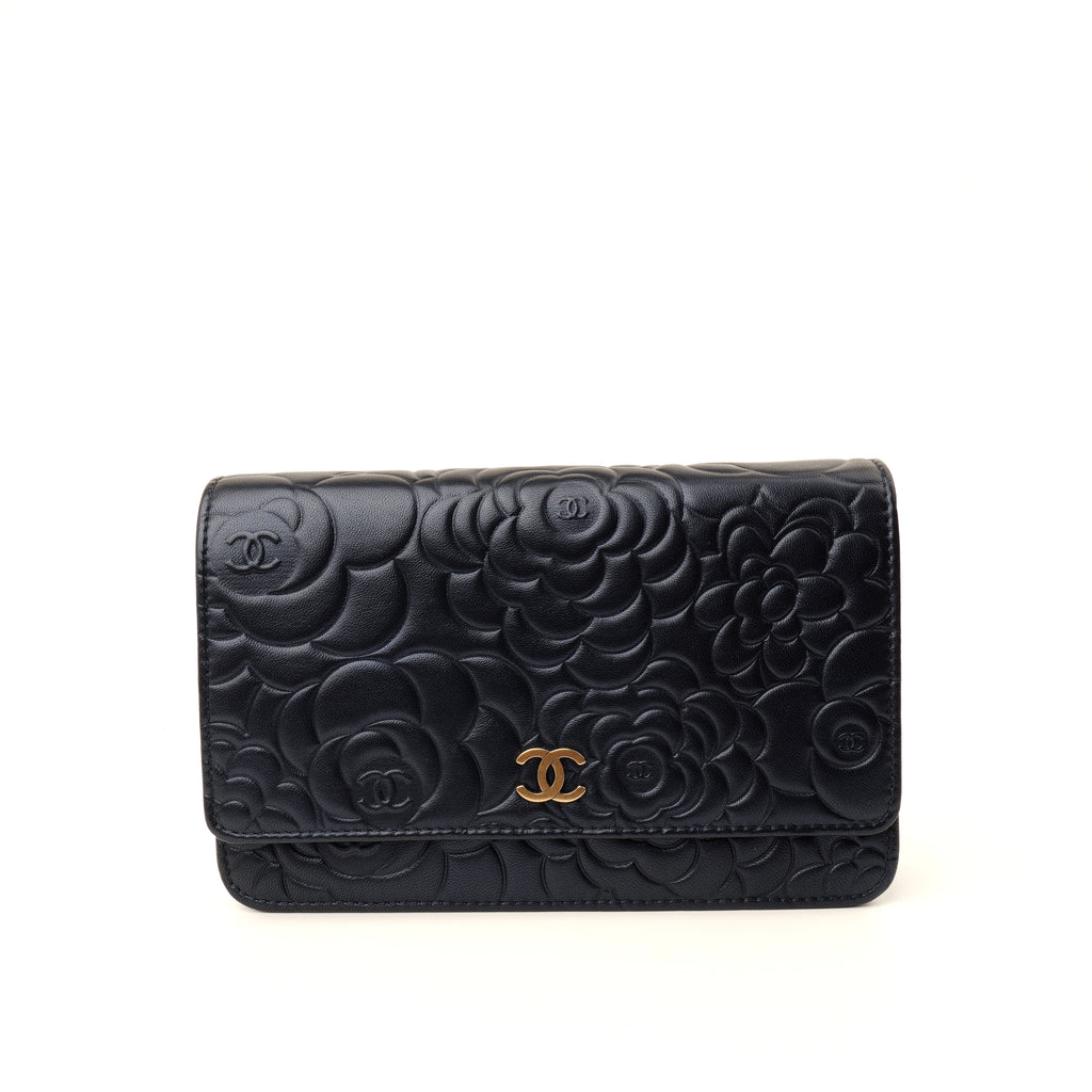 Chanel Camellia Wallet on Chain Midnight Blue