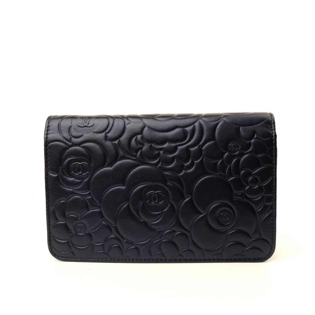 Chanel Camellia Wallet on Chain Midnight Blue