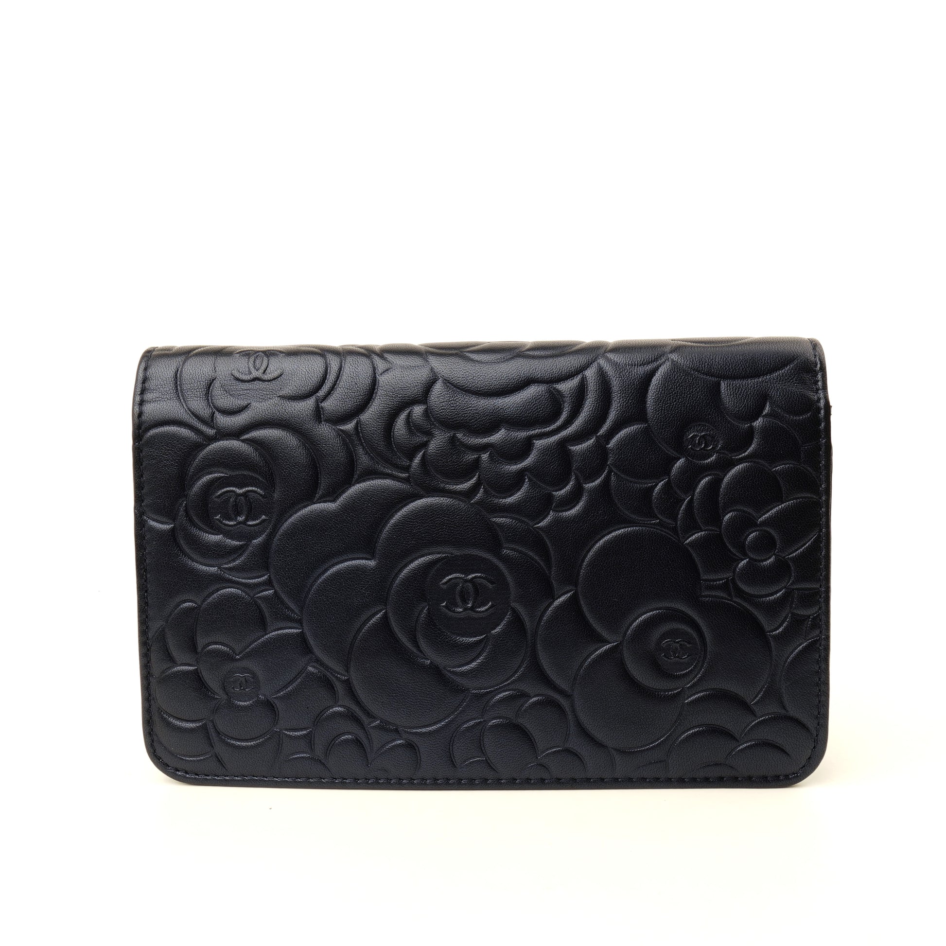 Chanel Camellia Wallet on Chain Midnight Blue