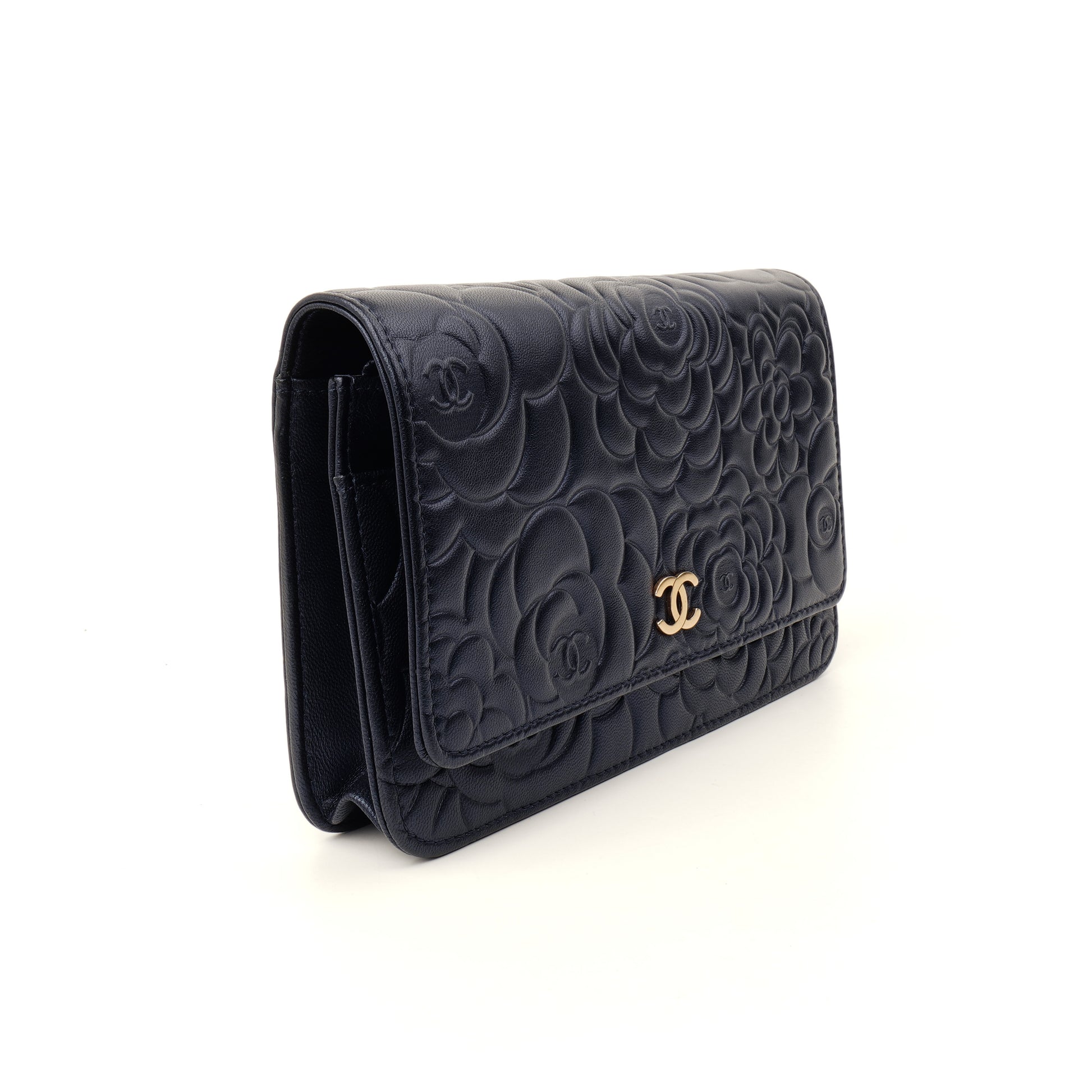 Chanel Camellia Wallet on Chain Midnight Blue