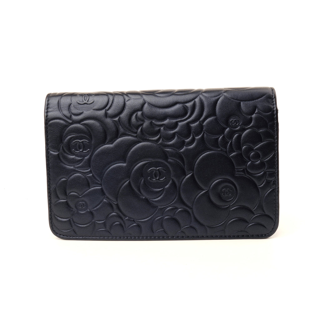 Chanel Camellia Wallet on Chain Midnight Blue