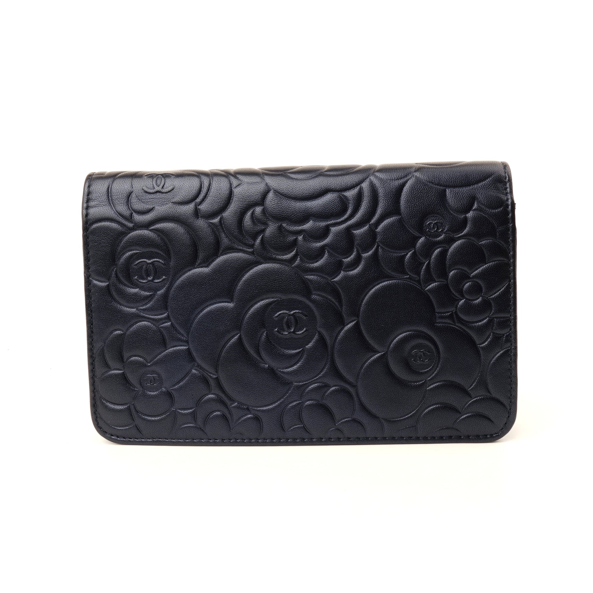 Chanel Camellia Wallet on Chain Midnight Blue