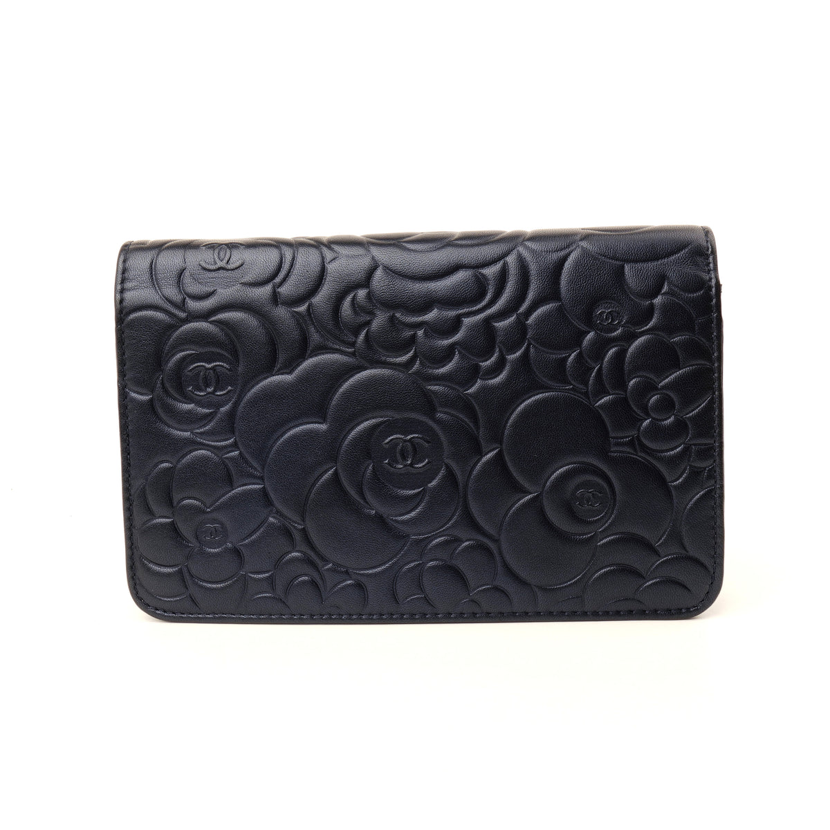 Chanel Camellia Wallet on Chain Midnight Blue