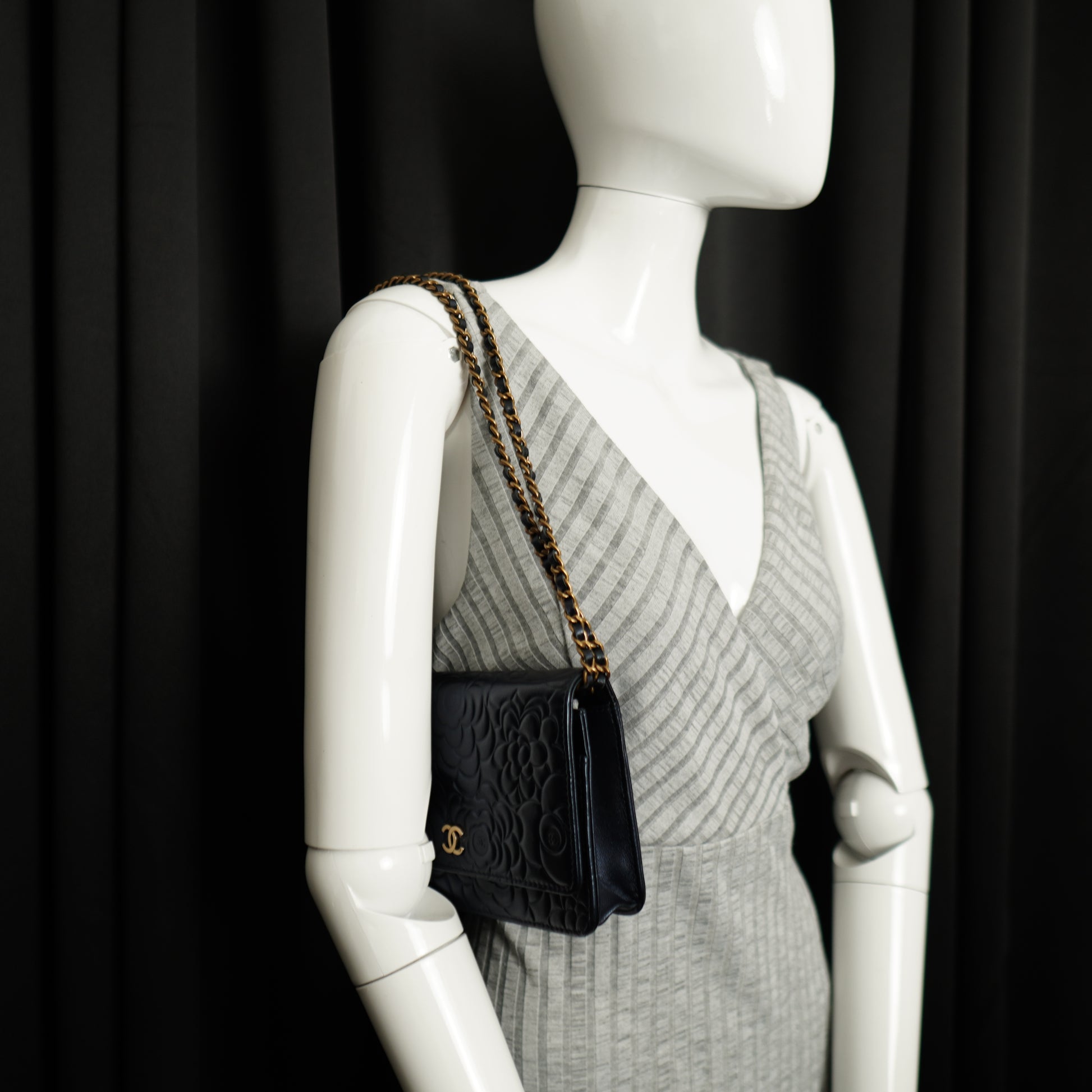 Chanel Camellia Wallet on Chain Midnight Blue