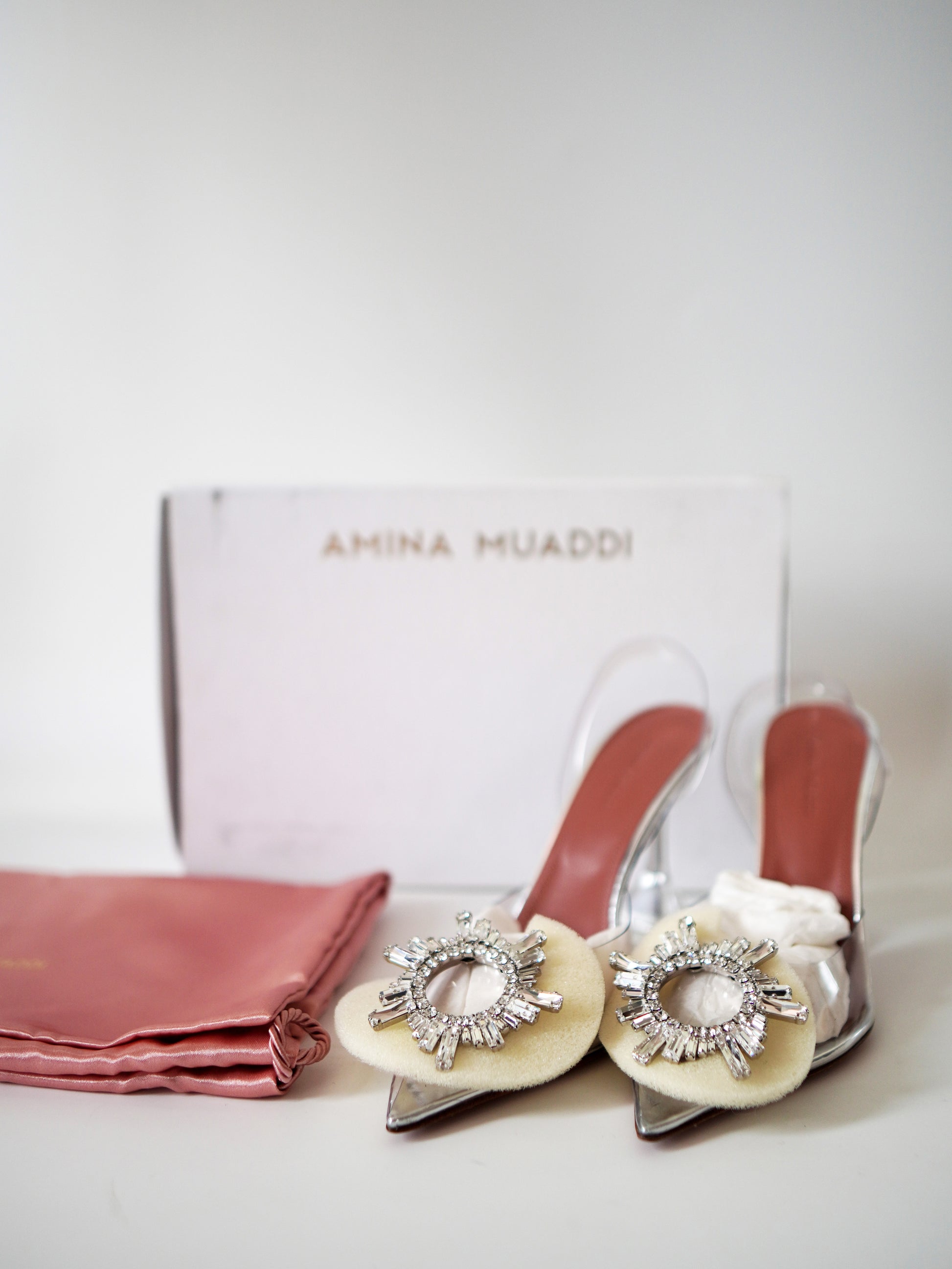 Amina Muaddi Begum Clear Slingback Pumps 36.5