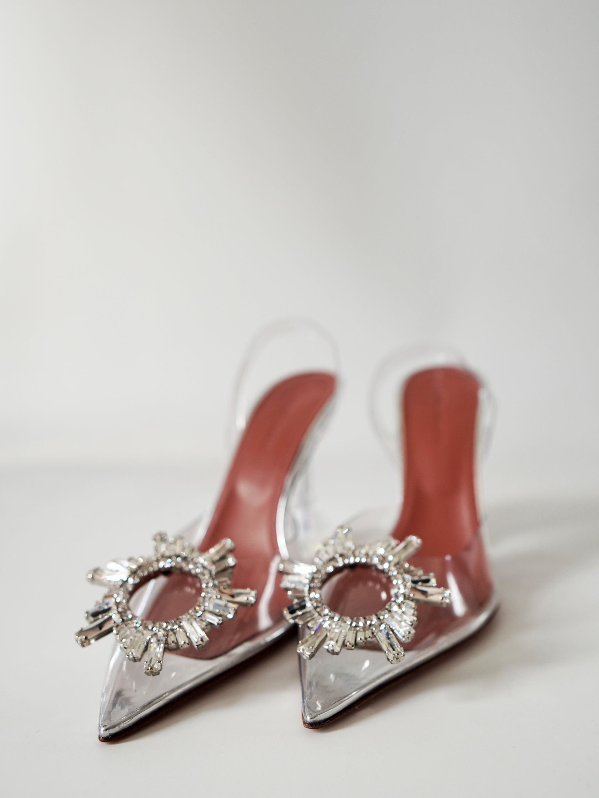 Amina Muaddi Begum Clear Slingback Pumps 36.5