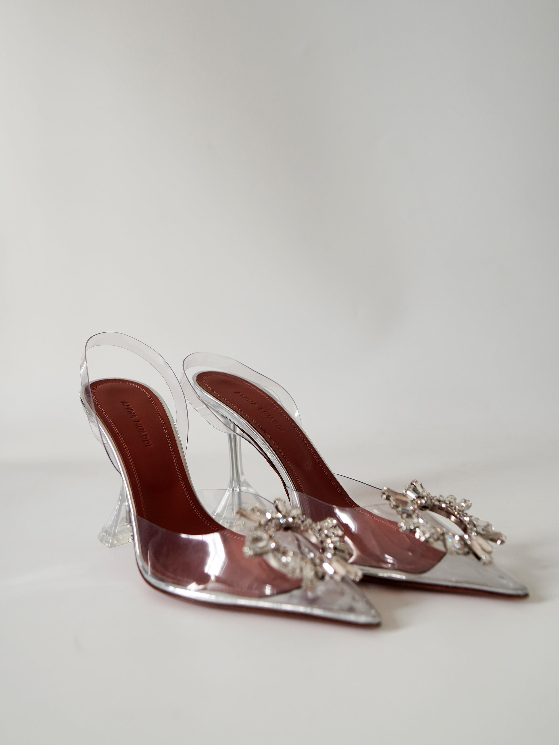 Amina Muaddi Begum Clear Slingback Pumps 36.5