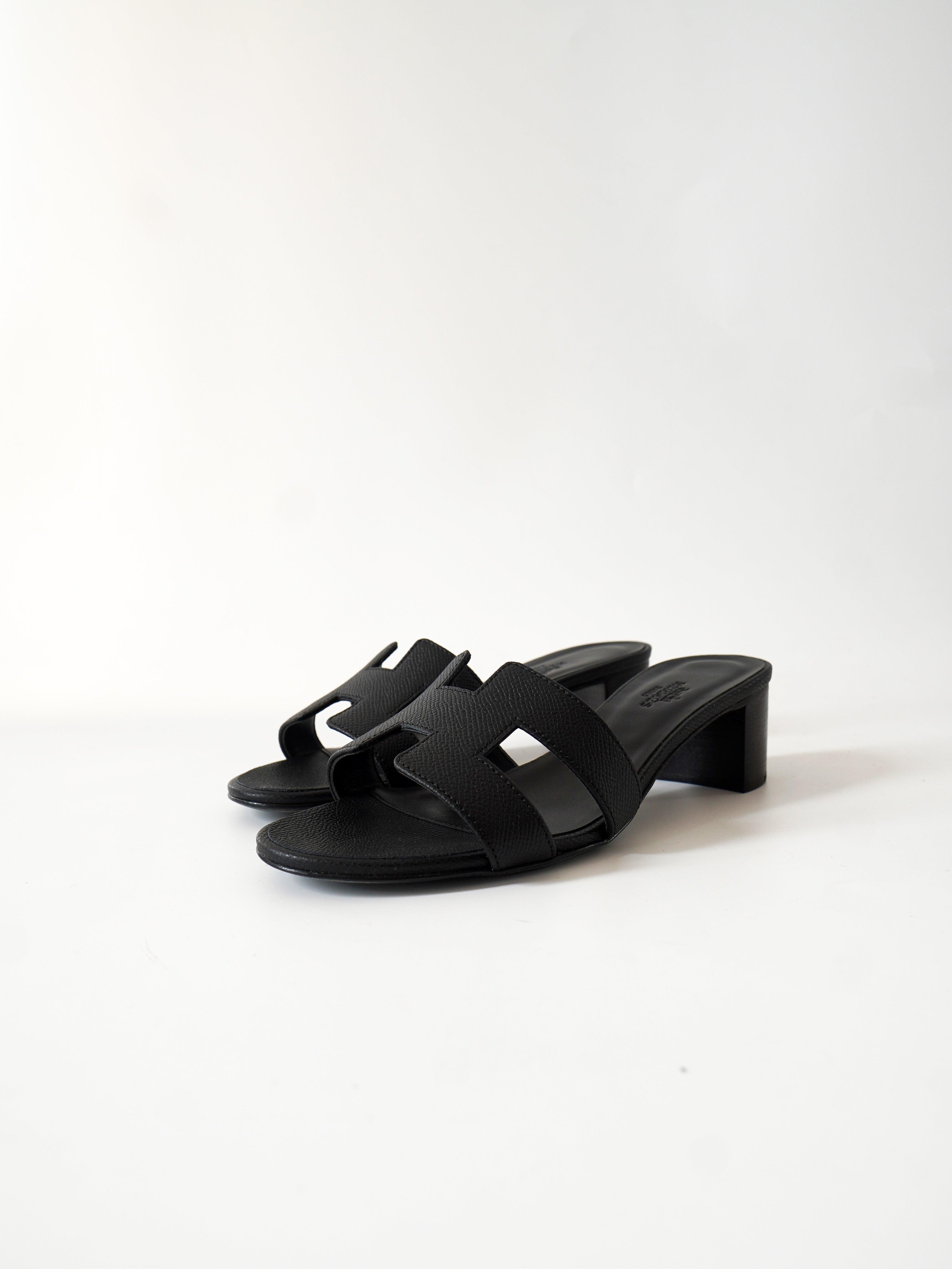 HERMES オアジス　黒 38 Hermes Black Noir Oasis Sandal– TC