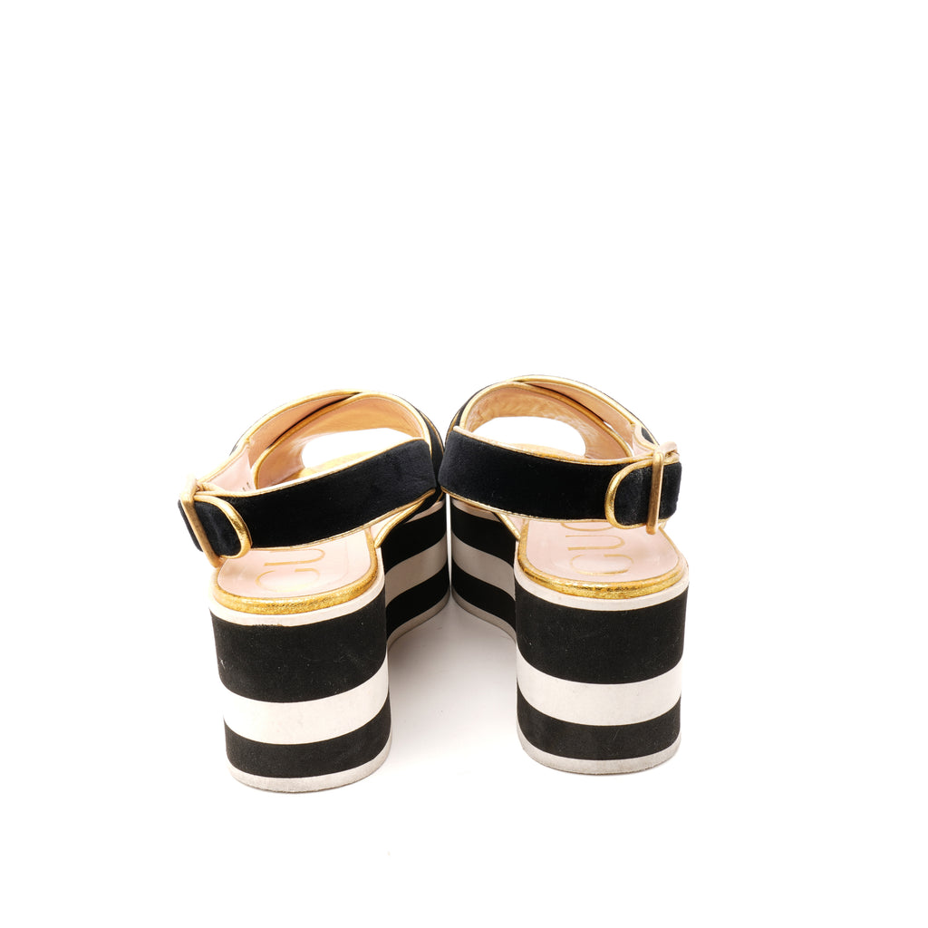 Gucci Stars Velvet Embroidered Platform Sandals 35