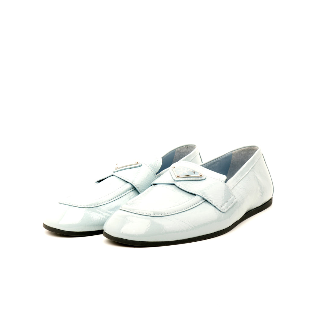 Prada Triangle Logo Patent Loafers 37.5