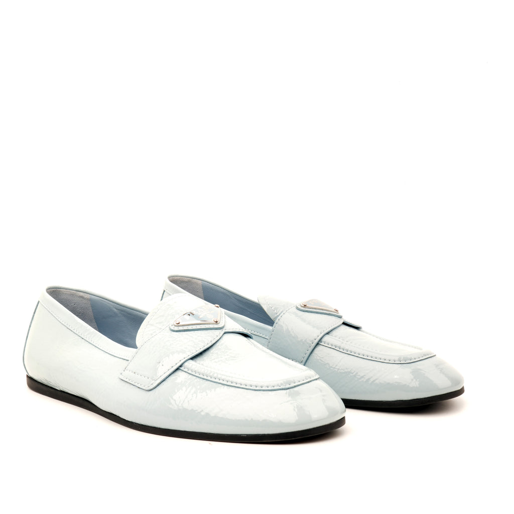 Prada Triangle Logo Patent Loafers 37.5
