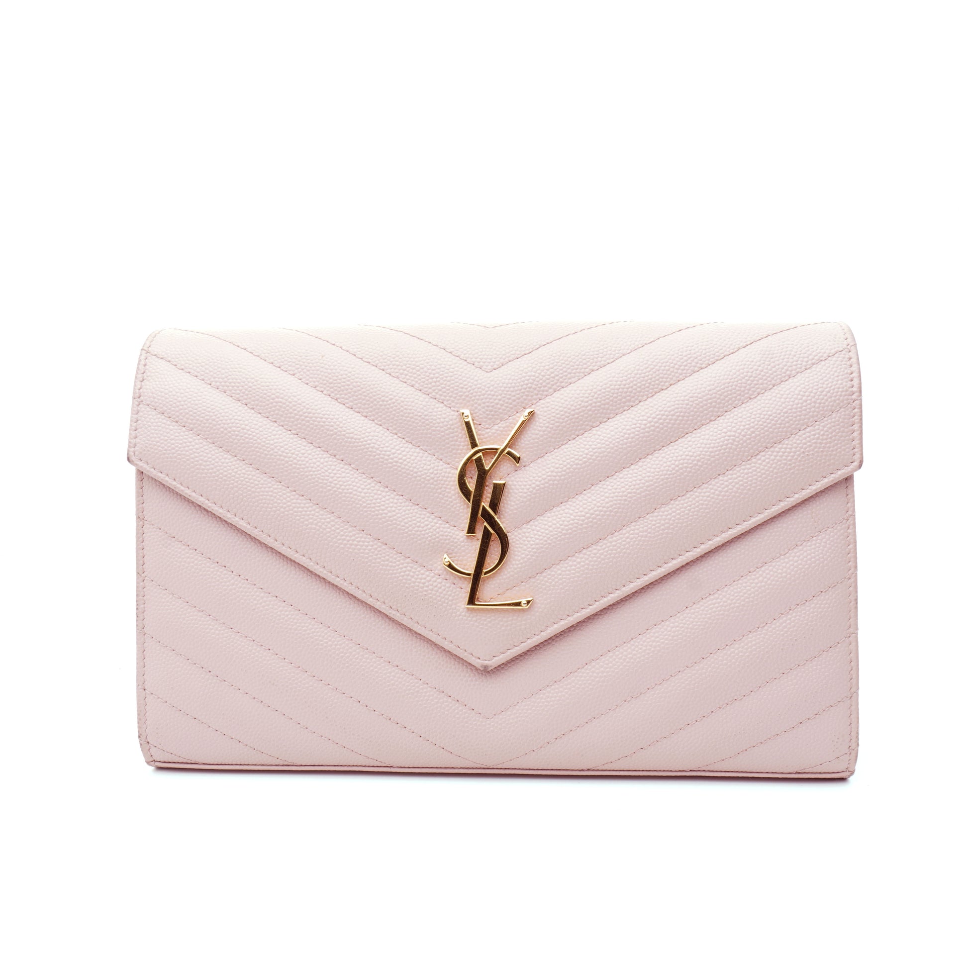 Saint Laurent Wallet on Chain Large Light Pink