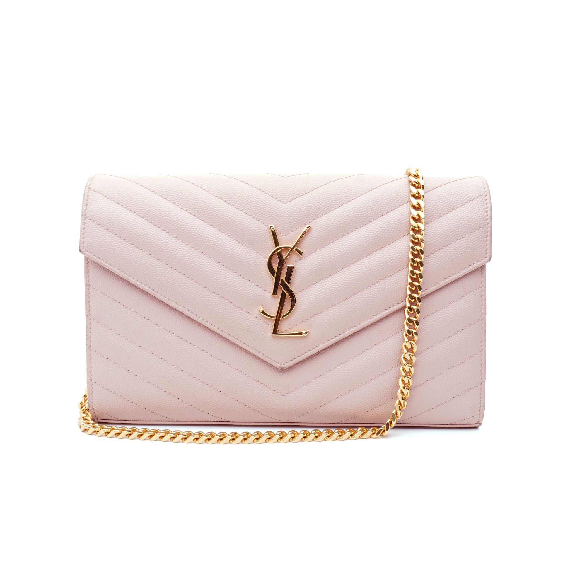 Saint Laurent Wallet on Chain Large Light Pink