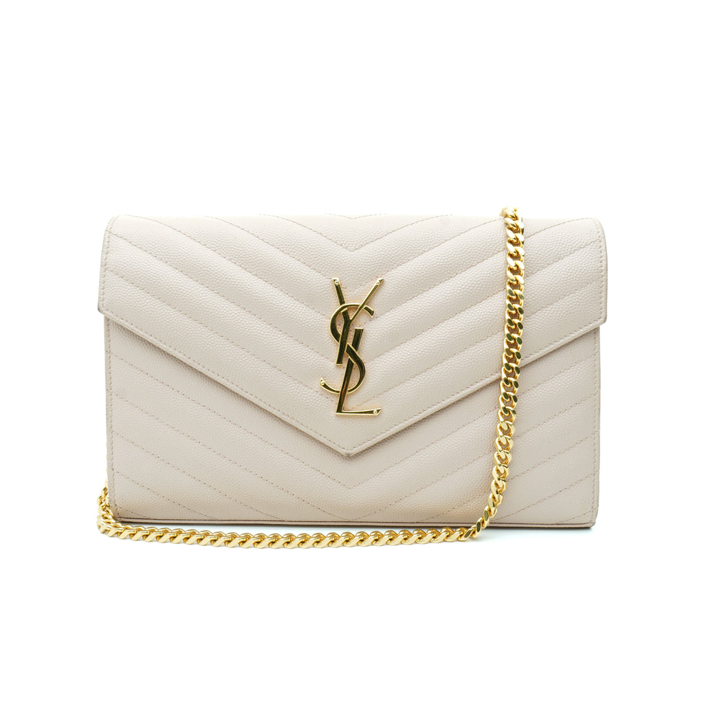 Saint Laurent Wallet on Chain Large Light Pink