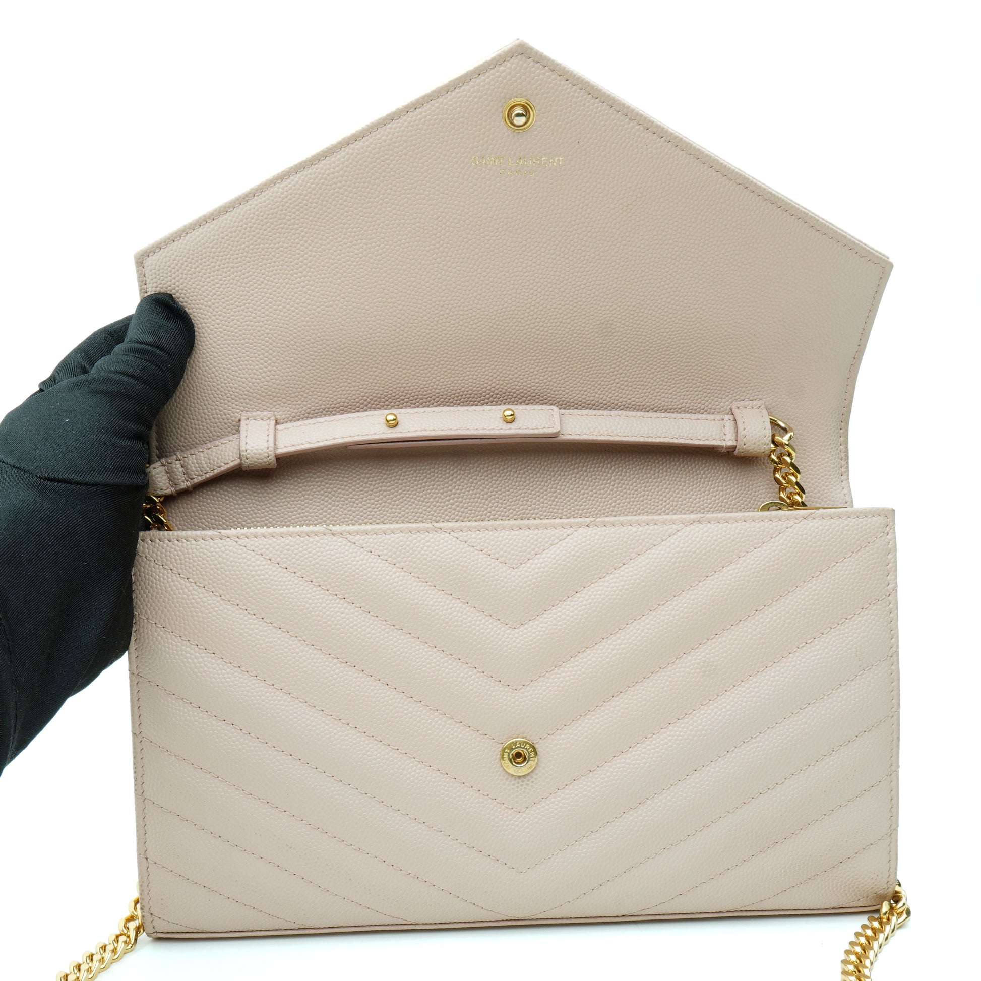 Saint Laurent Wallet on Chain Large Light Pink