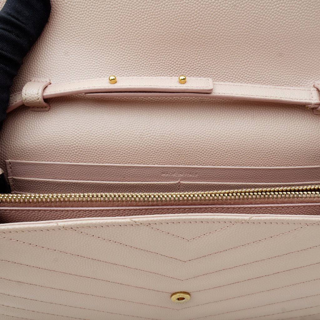 Saint Laurent Wallet on Chain Large Light Pink