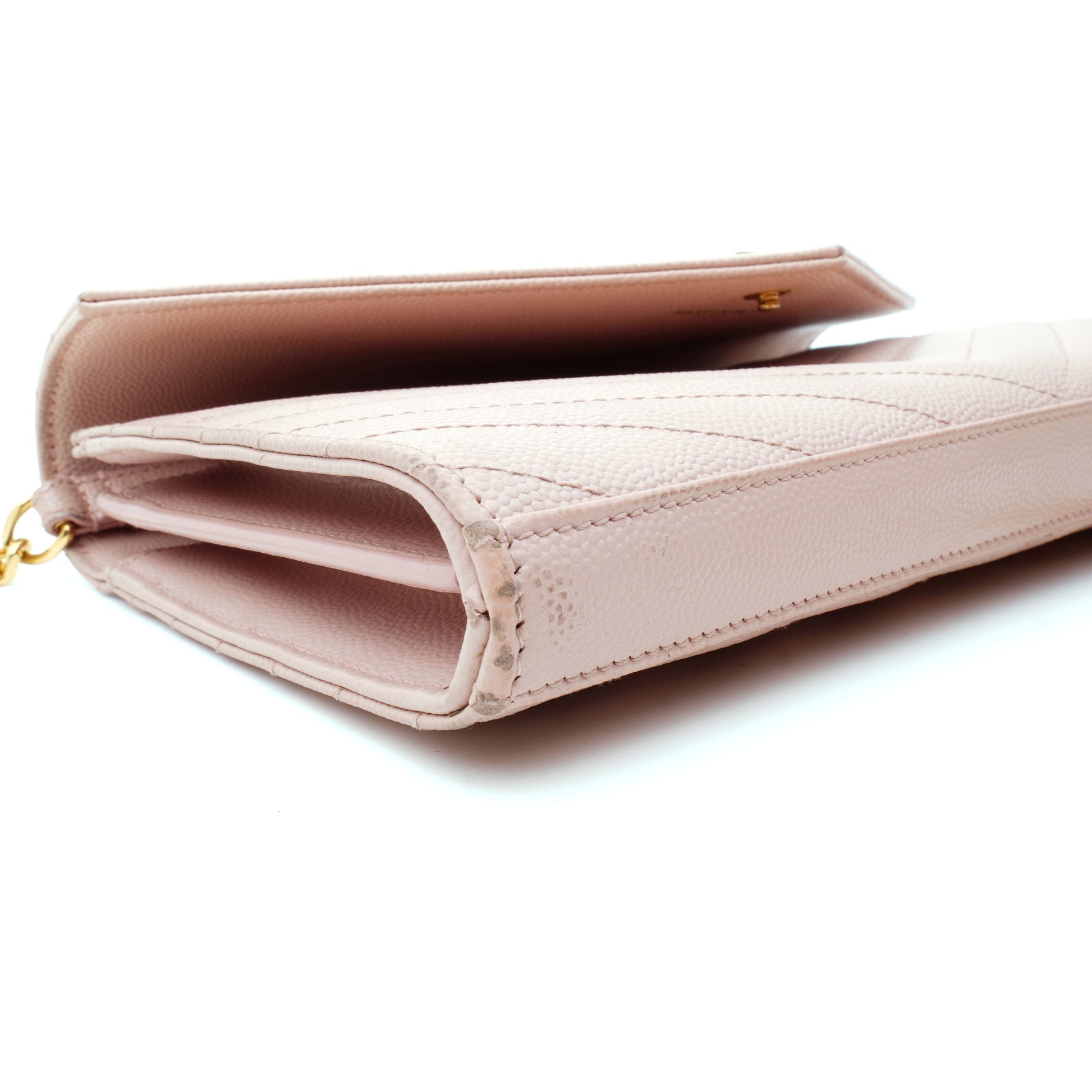 Saint Laurent Wallet on Chain Large Light Pink