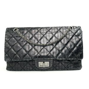 Chanel  2.55 Reissue 227 Metallic Calfskin Striped Flap Black
