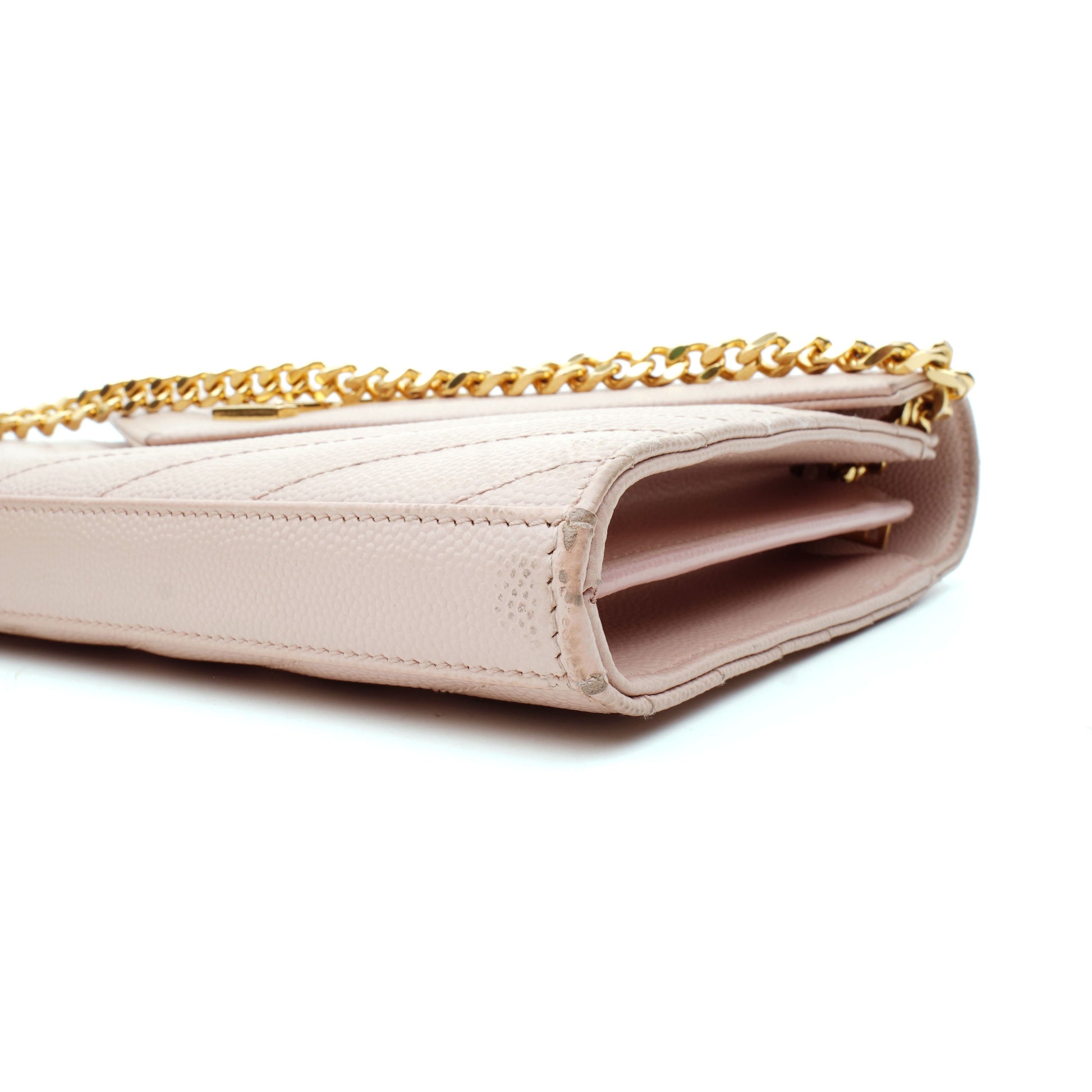 Saint Laurent Wallet on Chain Large Light Pink