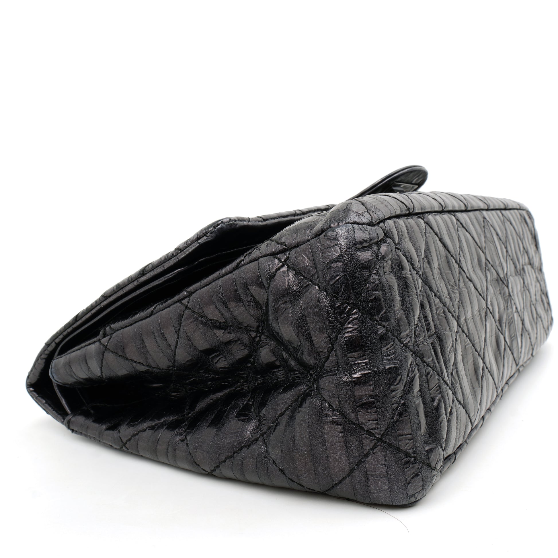 Chanel  2.55 Reissue 227 Metallic Calfskin Striped Flap Black