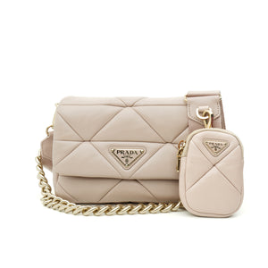 Prada Nappa Re-Nylon Triangle Quilted Patchwork Ninfea Flap