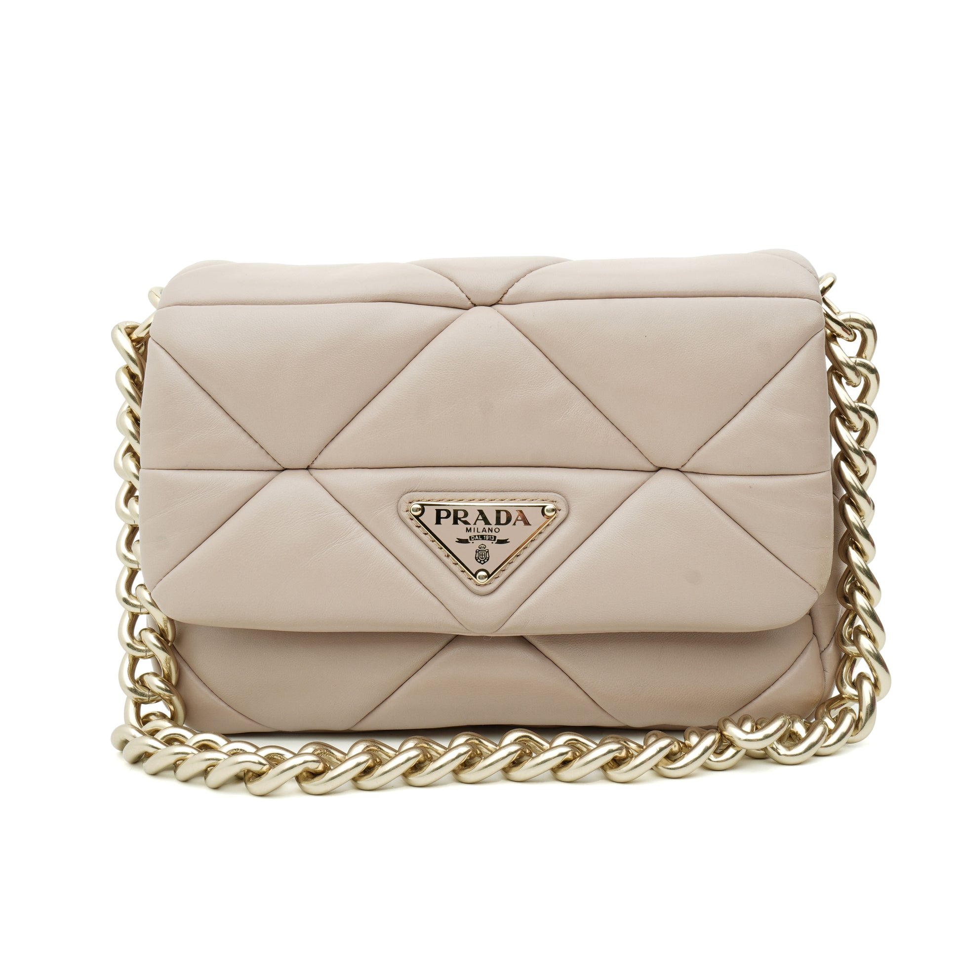 Prada Nappa Re-Nylon Triangle Quilted Patchwork Ninfea Flap