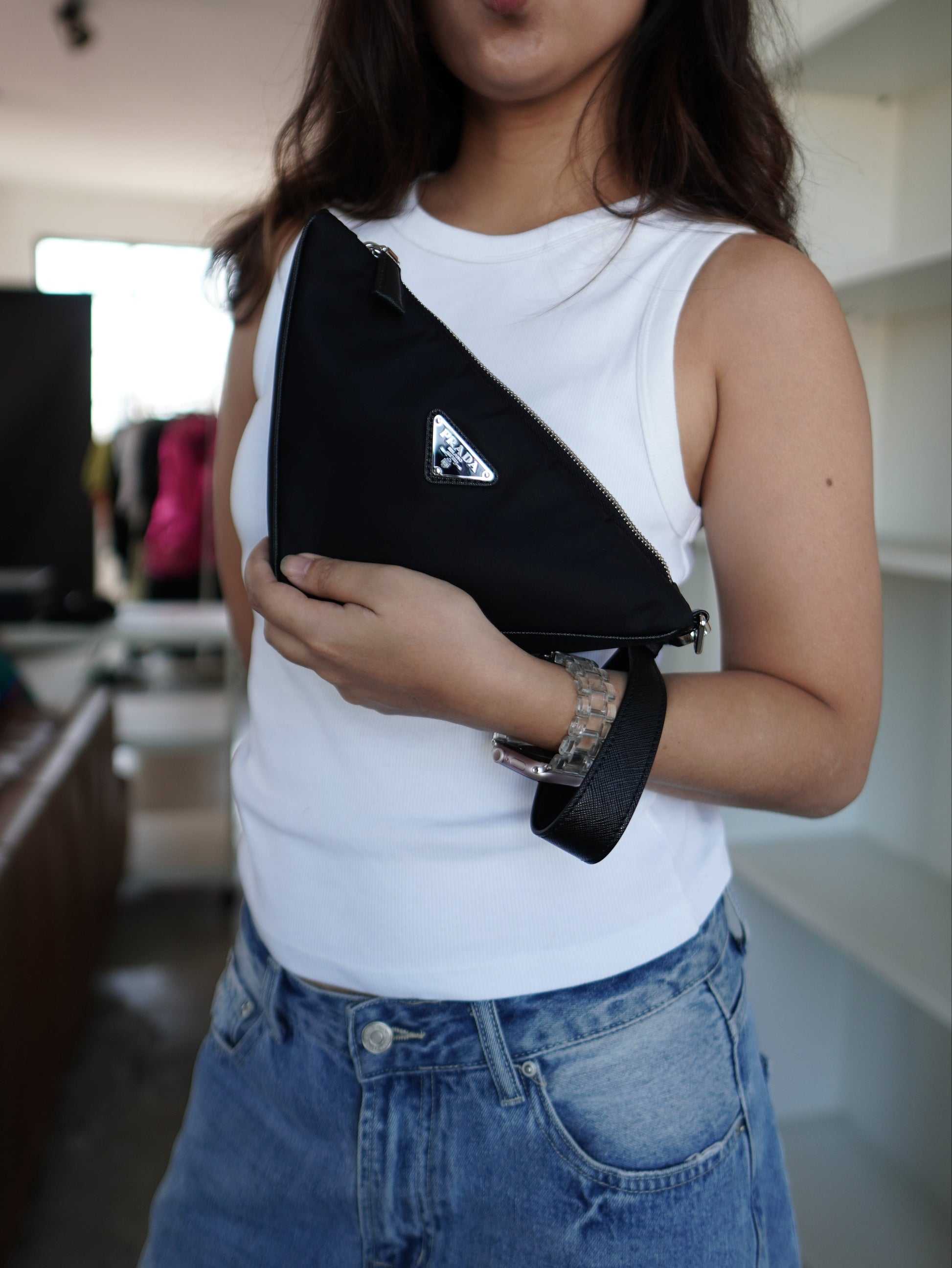 Prada Triangle Re-nylon Wristlet