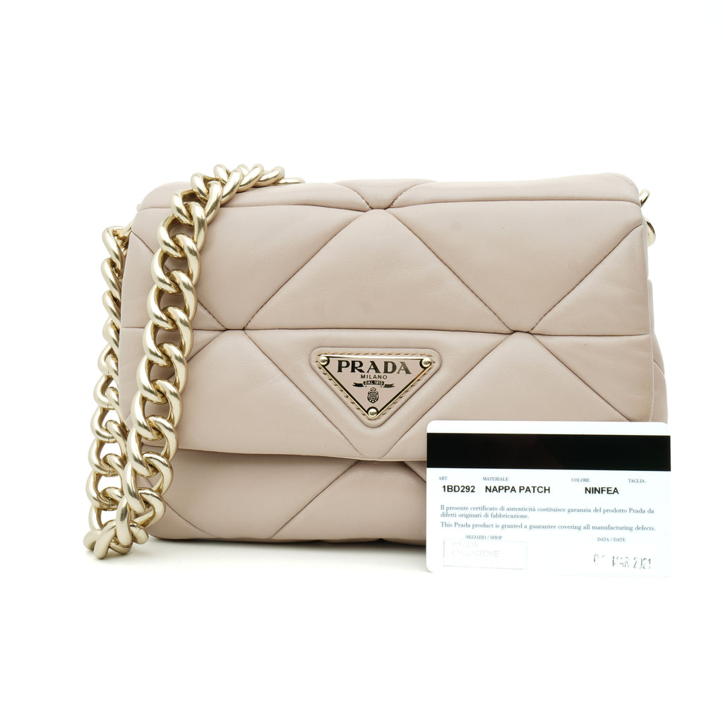 Prada Nappa Re-Nylon Triangle Quilted Patchwork Ninfea Flap