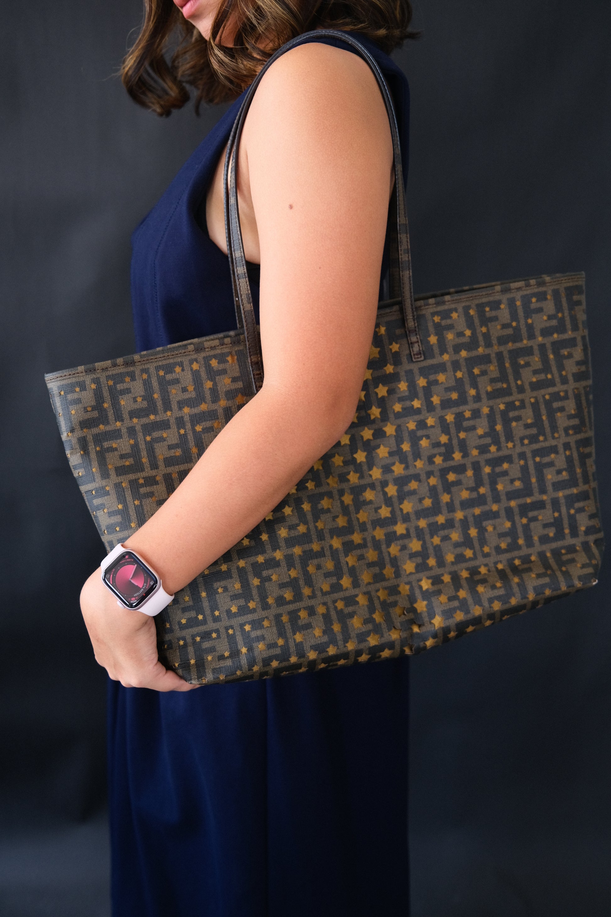 Fendi Zucca Spalmati Stars Roll Tote