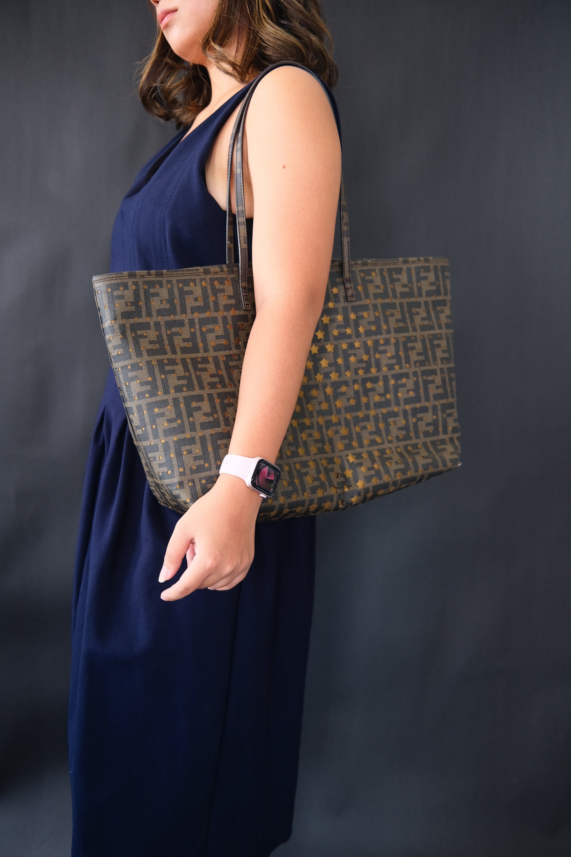 Fendi Zucca Spalmati Stars Roll Tote