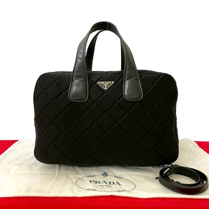 Prada Nylon Quilted Boston Bag