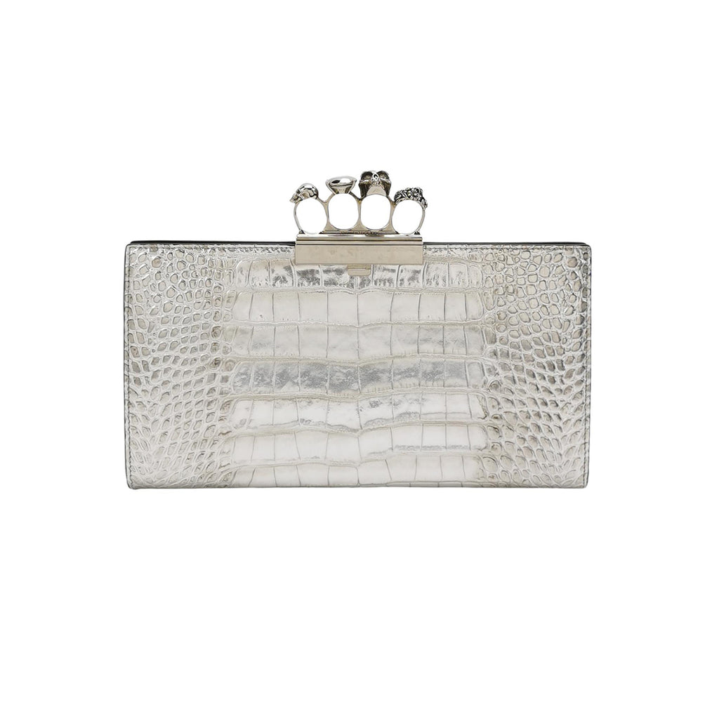 Alexander Mcqueen Skull Clutch Silver