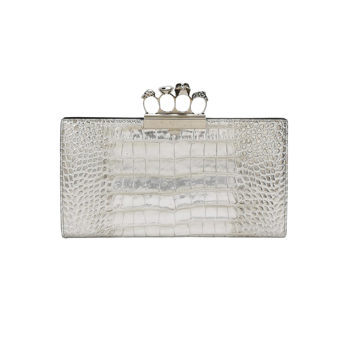 Alexander Mcqueen Skull Clutch Silver
