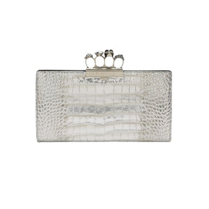 Alexander Mcqueen Skull Clutch Silver