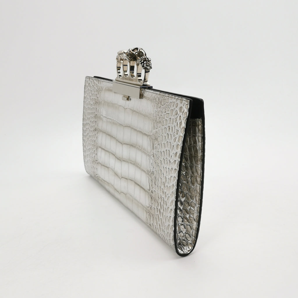 Alexander Mcqueen Skull Clutch Silver