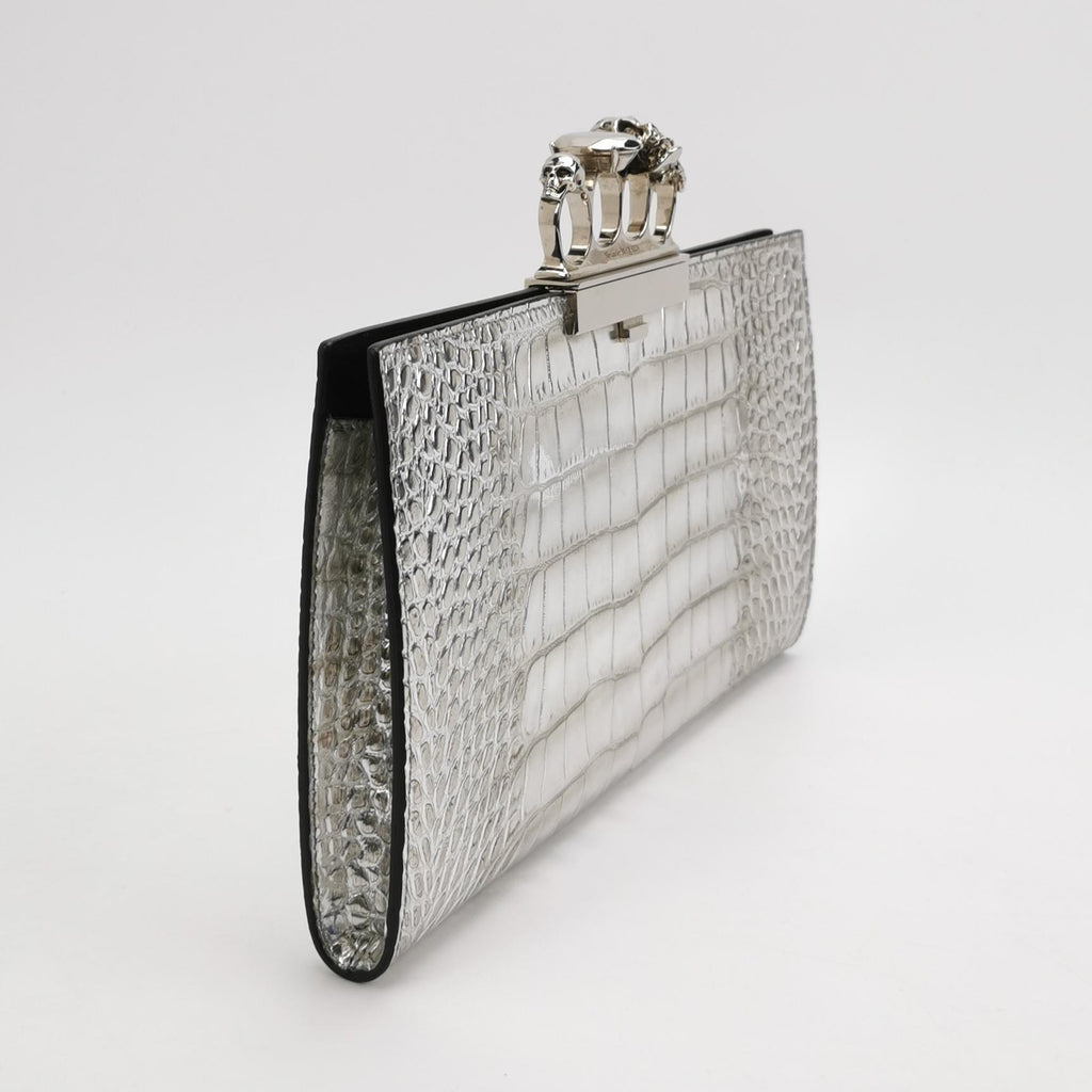 Alexander Mcqueen Skull Clutch Silver