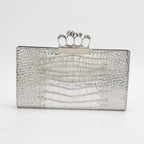 Alexander Mcqueen Skull Clutch Silver